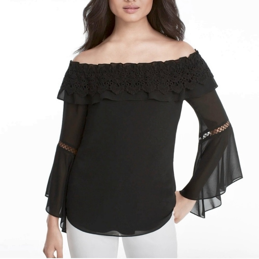 Elegant Black Ruffled Women's Top